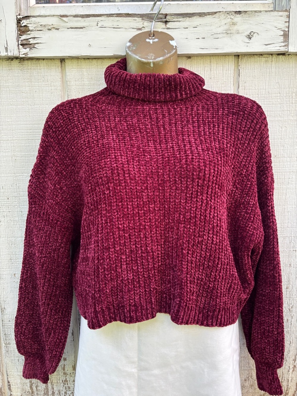 Zenana Outfitters Burgundy Chenille Turtleneck Sweater